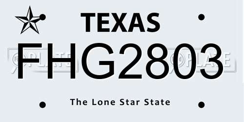 FHG2803 Texas License Plate