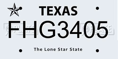 FHG3405 Texas License Plate