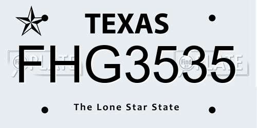 FHG3535 Texas License Plate