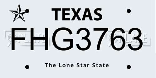 FHG3763 Texas License Plate