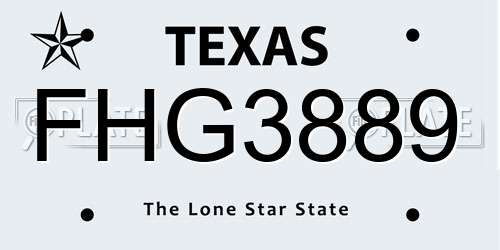 FHG3889 Texas License Plate