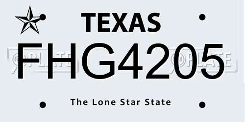 FHG4205 Texas License Plate