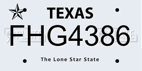 FHG4386 Texas License Plate
