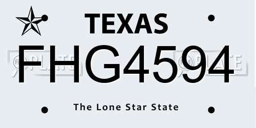 FHG4594 Texas License Plate
