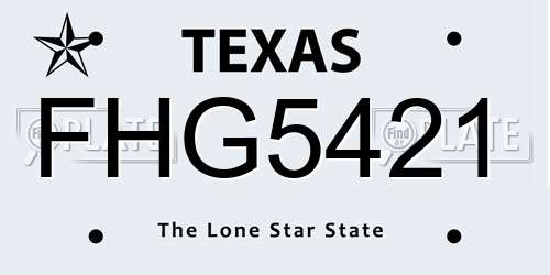FHG5421 Texas License Plate