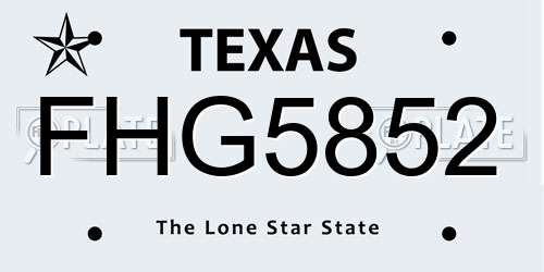 FHG5852 Texas License Plate