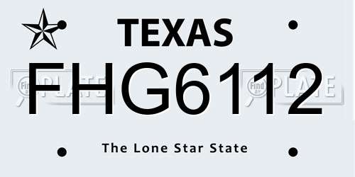 FHG6112 Texas License Plate