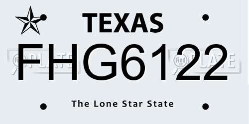 FHG6122 Texas License Plate