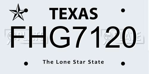 FHG7120 Texas License Plate
