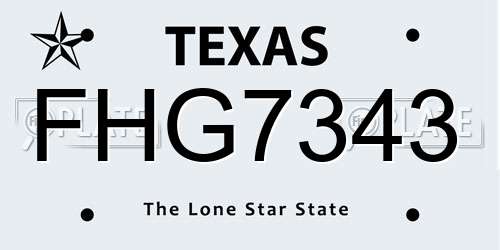 FHG7343 Texas License Plate