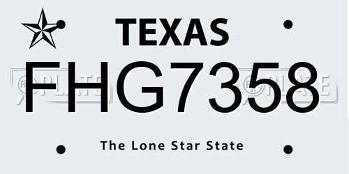 FHG7358 Texas License Plate
