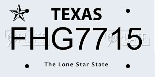 FHG7715 Texas License Plate