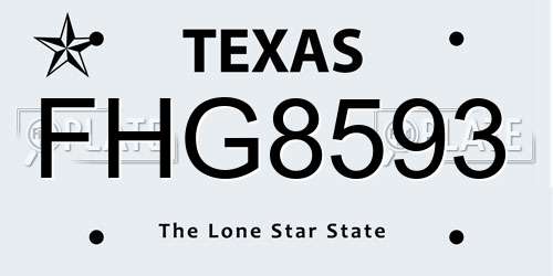 FHG8593 Texas License Plate