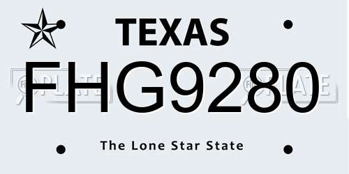 FHG9280 Texas License Plate