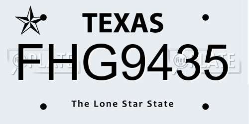 FHG9435 Texas License Plate