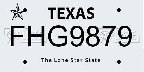 FHG9879 Texas License Plate