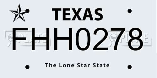 FHH0278 Texas License Plate