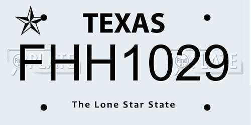 FHH1029 Texas License Plate