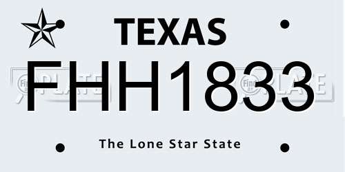 FHH1833 Texas License Plate