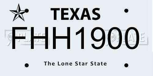 FHH1900 Texas License Plate