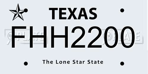 FHH2200 Texas License Plate