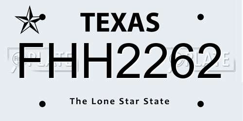 FHH2262 Texas License Plate