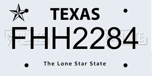 FHH2284 Texas License Plate