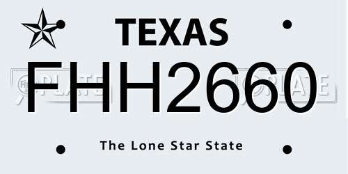 FHH2660 Texas License Plate