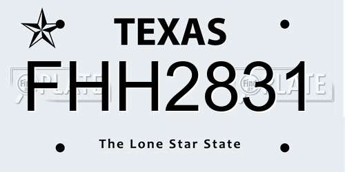 FHH2831 Texas License Plate