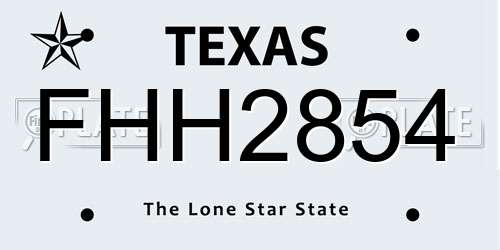 FHH2854 Texas License Plate