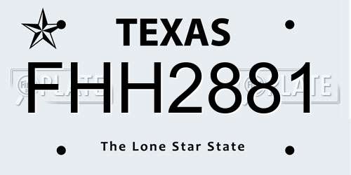 FHH2881 Texas License Plate