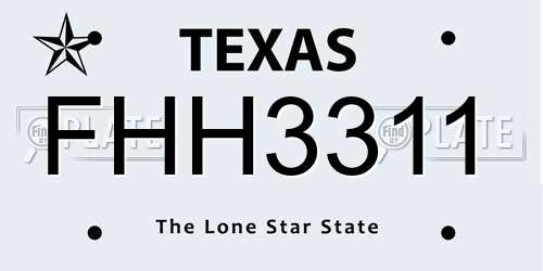 FHH3311 Texas License Plate