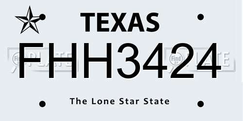 FHH3424 Texas License Plate