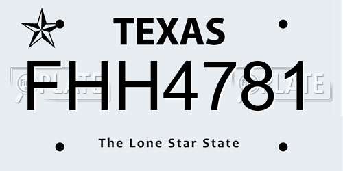 FHH4781 Texas License Plate