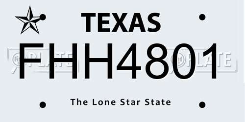 FHH4801 Texas License Plate