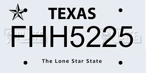 FHH5225 Texas License Plate