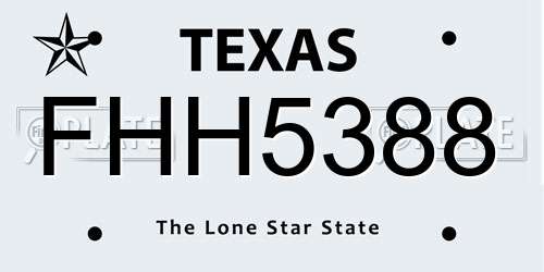 FHH5388 Texas License Plate