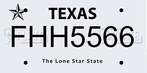 FHH5566 Texas License Plate
