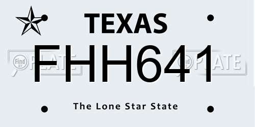 FHH641 Texas License Plate
