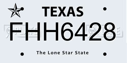 FHH6428 Texas License Plate