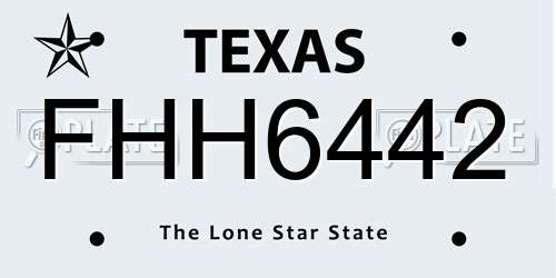 FHH6442 Texas License Plate