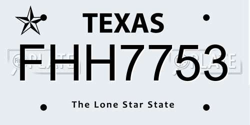 FHH7753 Texas License Plate