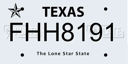 FHH8191 Texas License Plate
