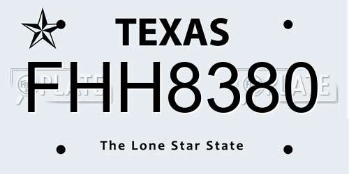 FHH8380 Texas License Plate