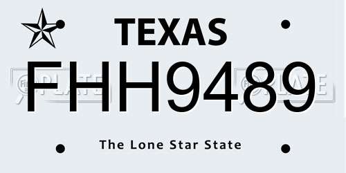 FHH9489 Texas License Plate