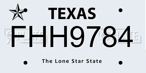 FHH9784 Texas License Plate