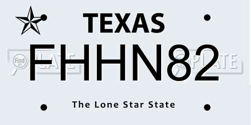 FHHN82 Texas License Plate
