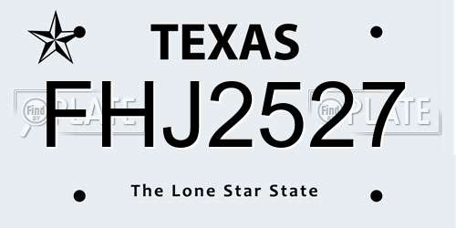 FHJ2527 Texas License Plate