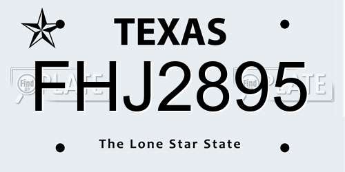 FHJ2895 Texas License Plate