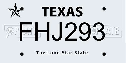 FHJ293 Texas License Plate